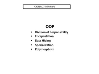C#, OOP introduction and examples | PPSX