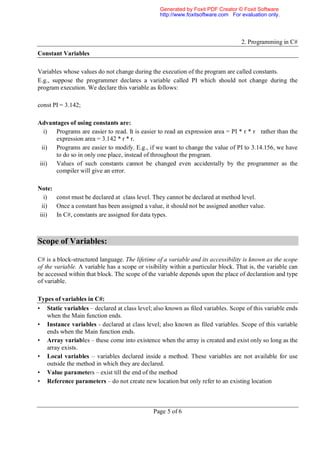 C sharp chap2 | PDF | Programming Languages | Computing