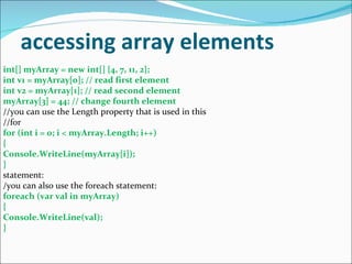 Csharp4 arrays and_tuples | PPT