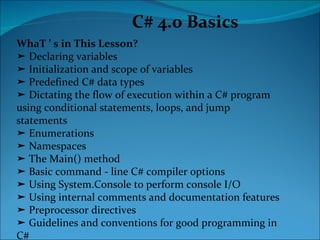 Csharp4 basics | PPT