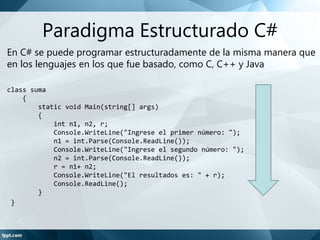 Caracteristicas de C Sharp | PPTX