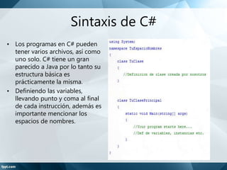 Caracteristicas de C Sharp | PPTX