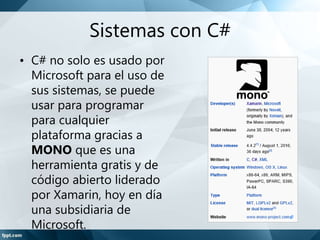Caracteristicas de C Sharp | PPTX