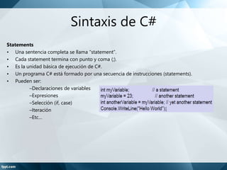 Caracteristicas de C Sharp | PPTX