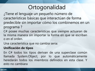 Caracteristicas de C Sharp | PPTX