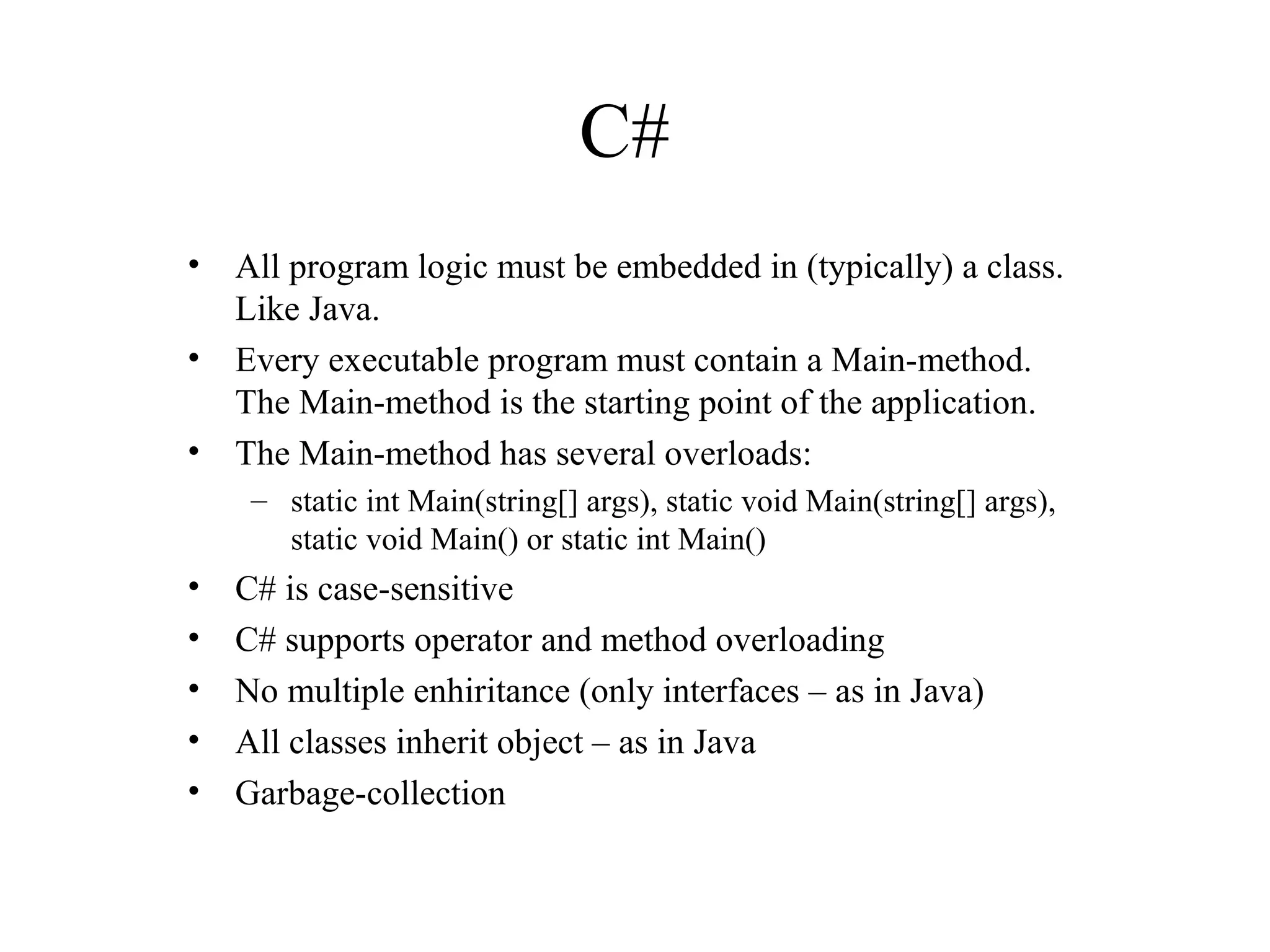 Introduction to C# | PPT