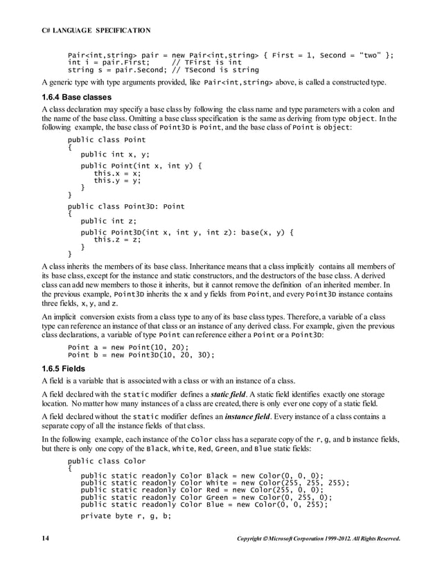 C sharp language specification | PDF