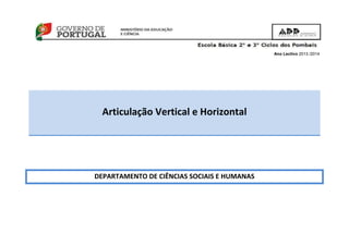 Ano Lectivo 2013 /2014
Articulação Vertical e Horizontal
DEPARTAMENTO DE CIÊNCIAS SOCIAIS E HUMANAS
 