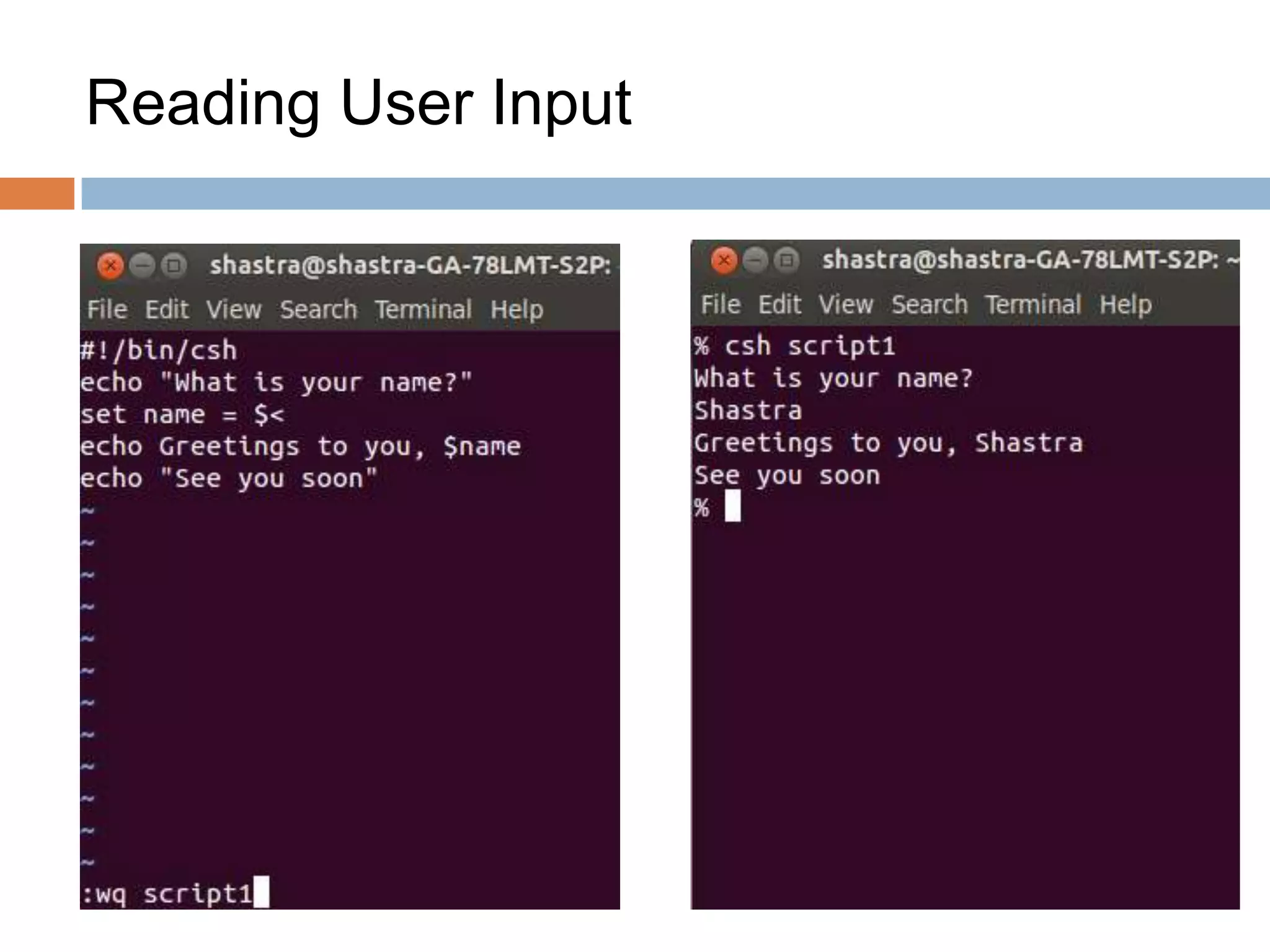 Reading User Input
 