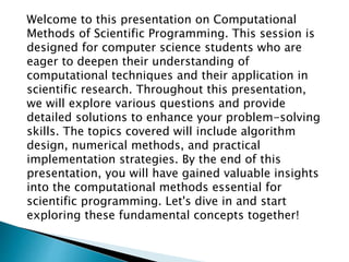 Computational Methods in Scientific Programming | PPT