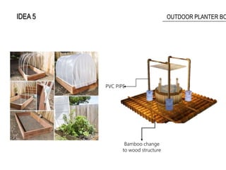 Bamboo change
to wood structure
PVC PIPE
IDEA 5 OUTDOOR PLANTER BO
 