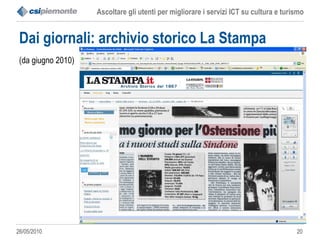 Dai giornali: archivio storico La Stampa (da giugno 2010) 