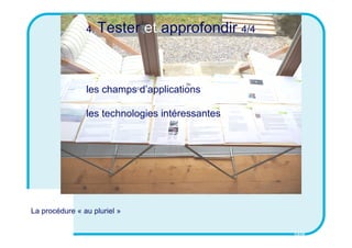CSID
4. Tester et approfondir 4/4
les champs d’applications
les technologies intéressantes
La procédure « au pluriel »
 