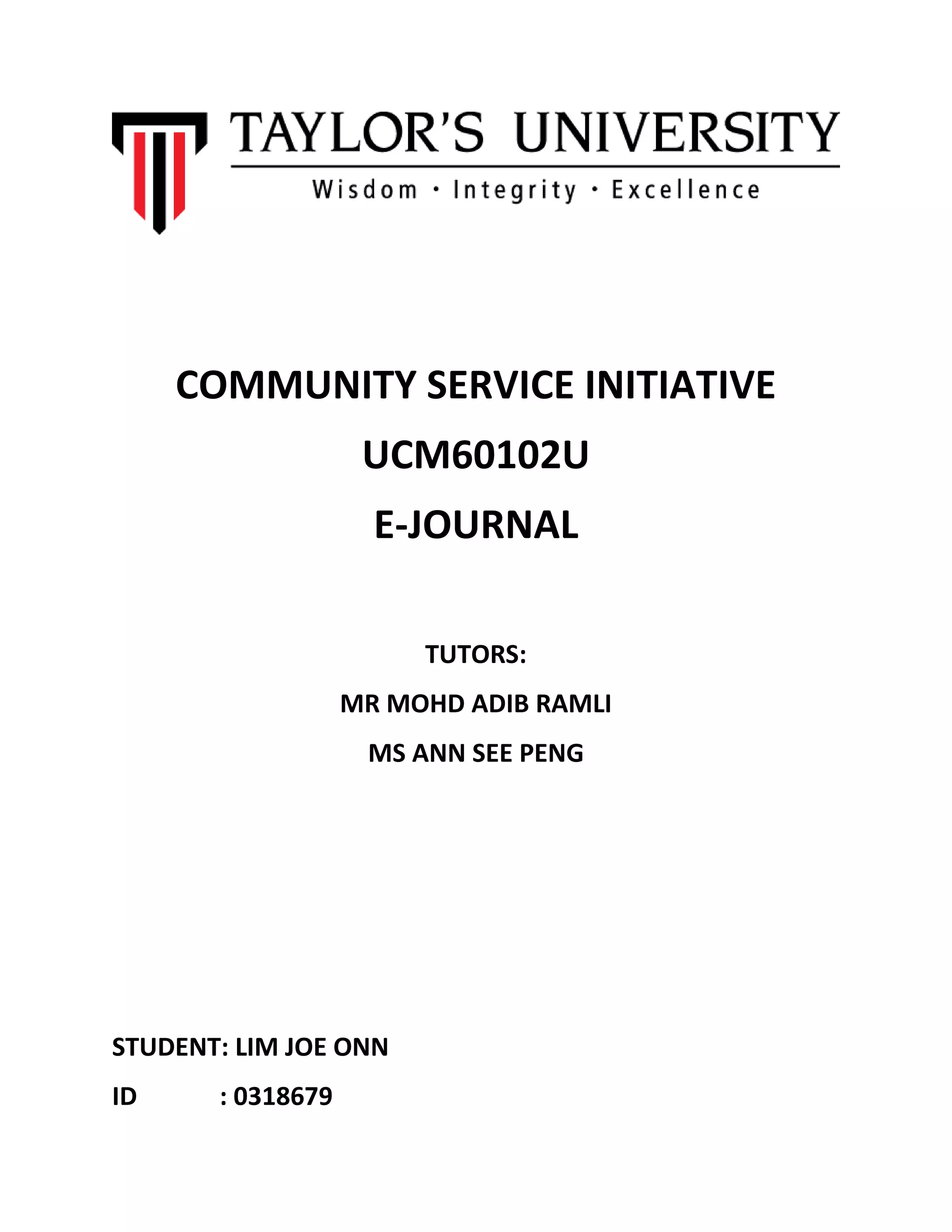 Community Service Initiative Journal | PDF