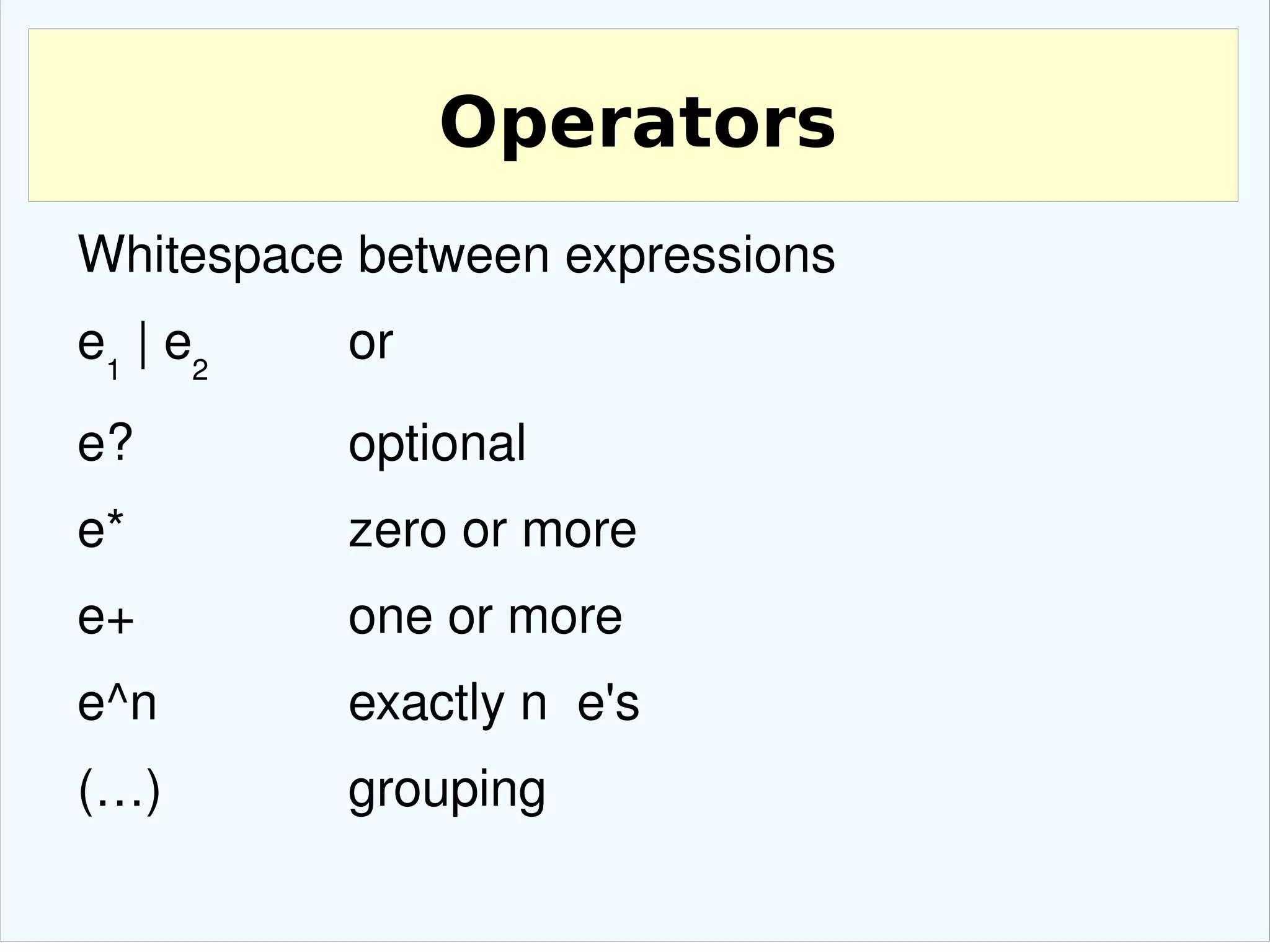Objectives Design a improved syntax formalism for programming languages, that can BOTH be used as a concise, formal description, and 