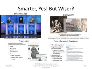 Smarter, Yes! But Wiser?
7/23/2015
© IBM 2015, IBM Upward University
Programs Worldwide accelerating regional
development
101
 
