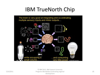 IBM TrueNorth Chip
7/23/2015
© IBM 2015, IBM Upward University
Programs Worldwide accelerating regional
development
20
 