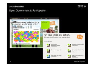 Open Government & Participation




16                                © 2011 IBM Corporation
 