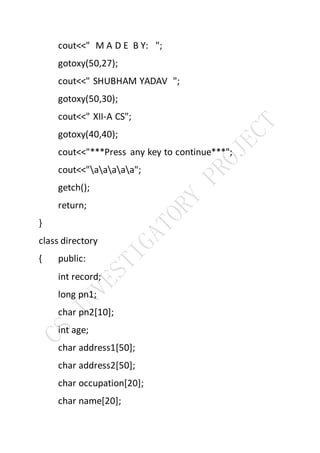 C s investigatory project on telephone directory | DOCX