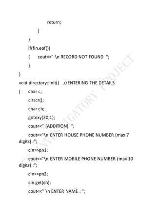C s investigatory project on telephone directory | DOCX