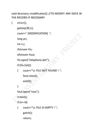 C s investigatory project on telephone directory | DOCX