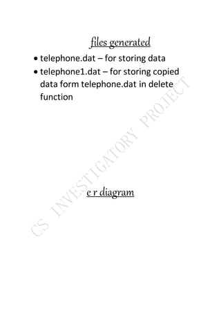 C s investigatory project on telephone directory | DOCX