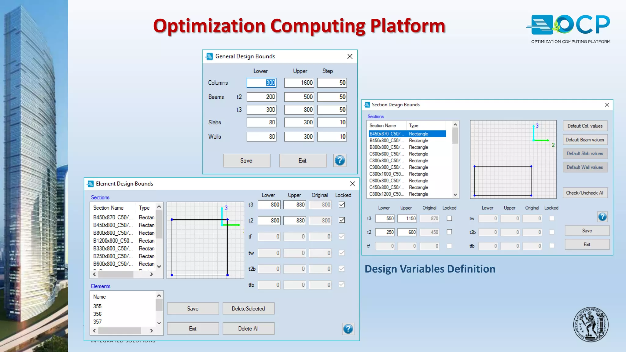 Design Variables Definition
Optimization Computing Platform
 
