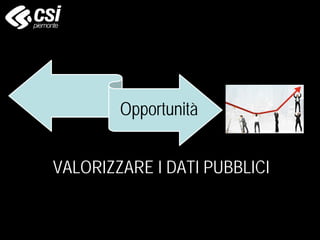 VALORIZZARE I DATI PUBBLICI
Opportunità
 