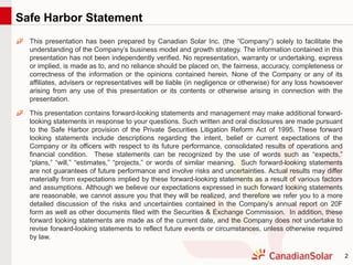 2
Safe Harbor Statement
This presentation has been prepared by Canadian Solar Inc. (the “Company”) solely to facilitate the
understanding of the Company’s business model and growth strategy. The information contained in this
presentation has not been independently verified. No representation, warranty or undertaking, express
or implied, is made as to, and no reliance should be placed on, the fairness, accuracy, completeness or
correctness of the information or the opinions contained herein. None of the Company or any of its
affiliates, advisers or representatives will be liable (in negligence or otherwise) for any loss howsoever
arising from any use of this presentation or its contents or otherwise arising in connection with the
presentation.
This presentation contains forward-looking statements and management may make additional forward-
looking statements in response to your questions. Such written and oral disclosures are made pursuant
to the Safe Harbor provision of the Private Securities Litigation Reform Act of 1995. These forward
looking statements include descriptions regarding the intent, belief or current expectations of the
Company or its officers with respect to its future performance, consolidated results of operations and
financial condition. These statements can be recognized by the use of words such as “expects,”
“plans,” “will,” “estimates,” “projects,” or words of similar meaning. Such forward-looking statements
are not guarantees of future performance and involve risks and uncertainties. Actual results may differ
materially from expectations implied by these forward-looking statements as a result of various factors
and assumptions. Although we believe our expectations expressed in such forward looking statements
are reasonable, we cannot assure you that they will be realized, and therefore we refer you to a more
detailed discussion of the risks and uncertainties contained in the Company’s annual report on 20F
form as well as other documents filed with the Securities & Exchange Commission. In addition, these
forward looking statements are made as of the current date, and the Company does not undertake to
revise forward-looking statements to reflect future events or circumstances, unless otherwise required
by law.
 