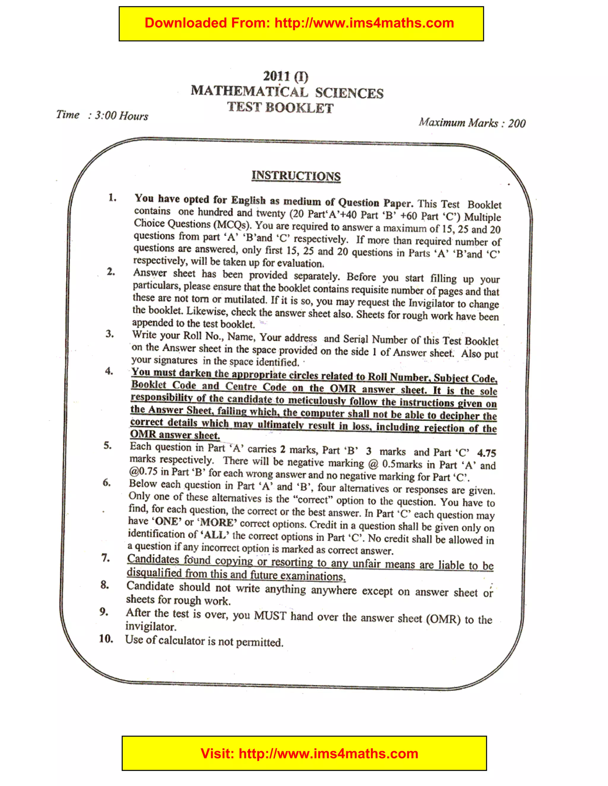 Downloaded From: http://www.ims4maths.com
Visit: http://www.ims4maths.com