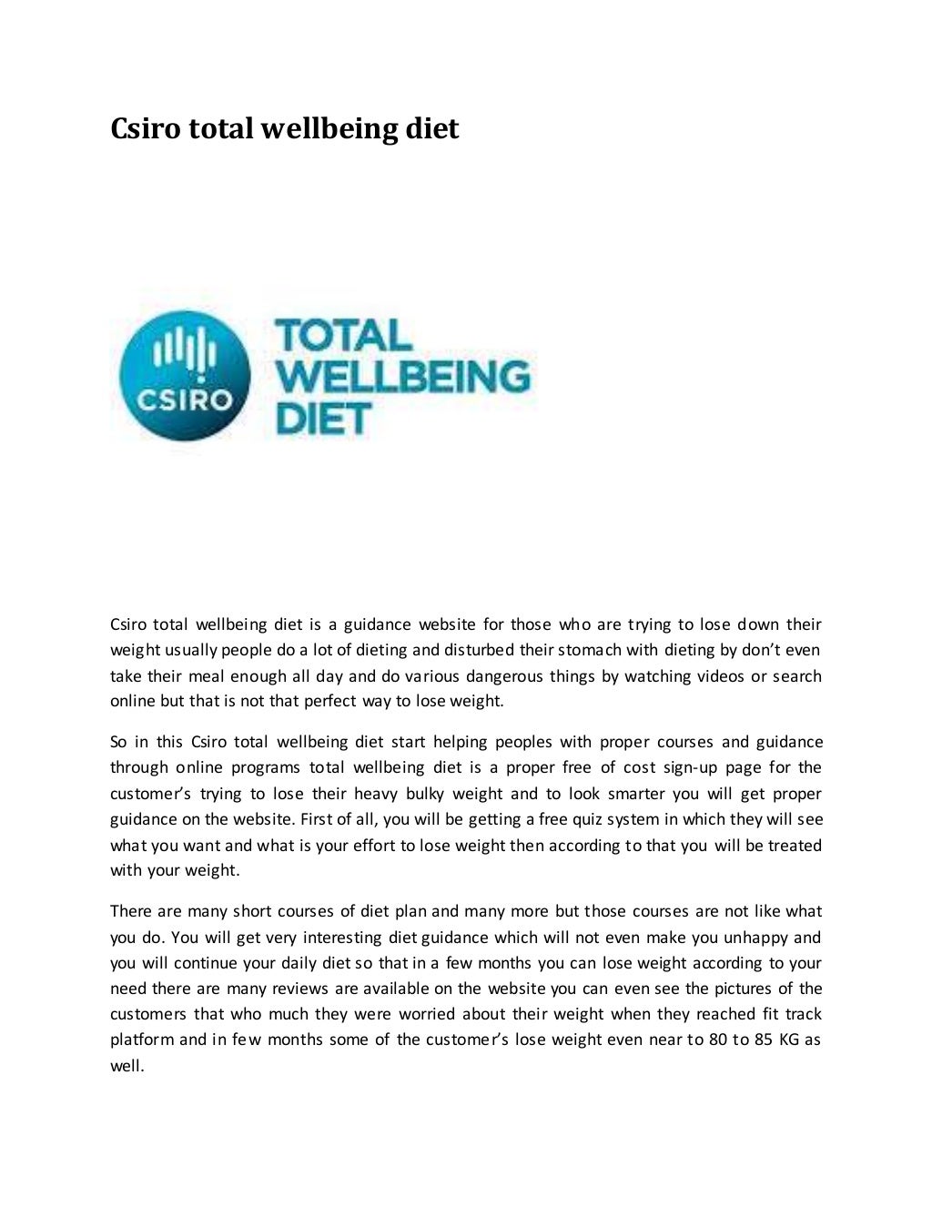 Csiro total wellbeing diet