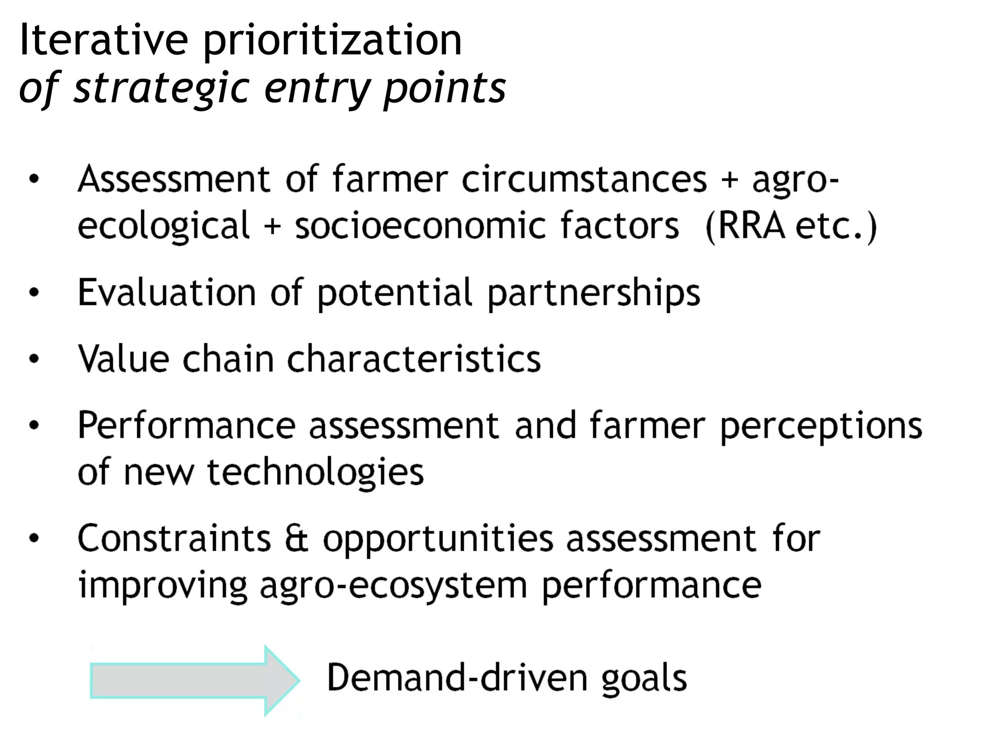 Iterative prioritization
of strategic entry points
 