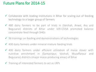 Balanced concentrate feed field trial results in Samastipur and Muzaffarpur