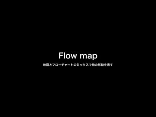 Flow map
地図とフローチャートのミックスで物の移動を表す
 