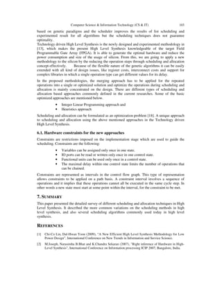 SURVEY ON SCHEDULING AND ALLOCATION IN HIGH LEVEL SYNTHESIS | PDF