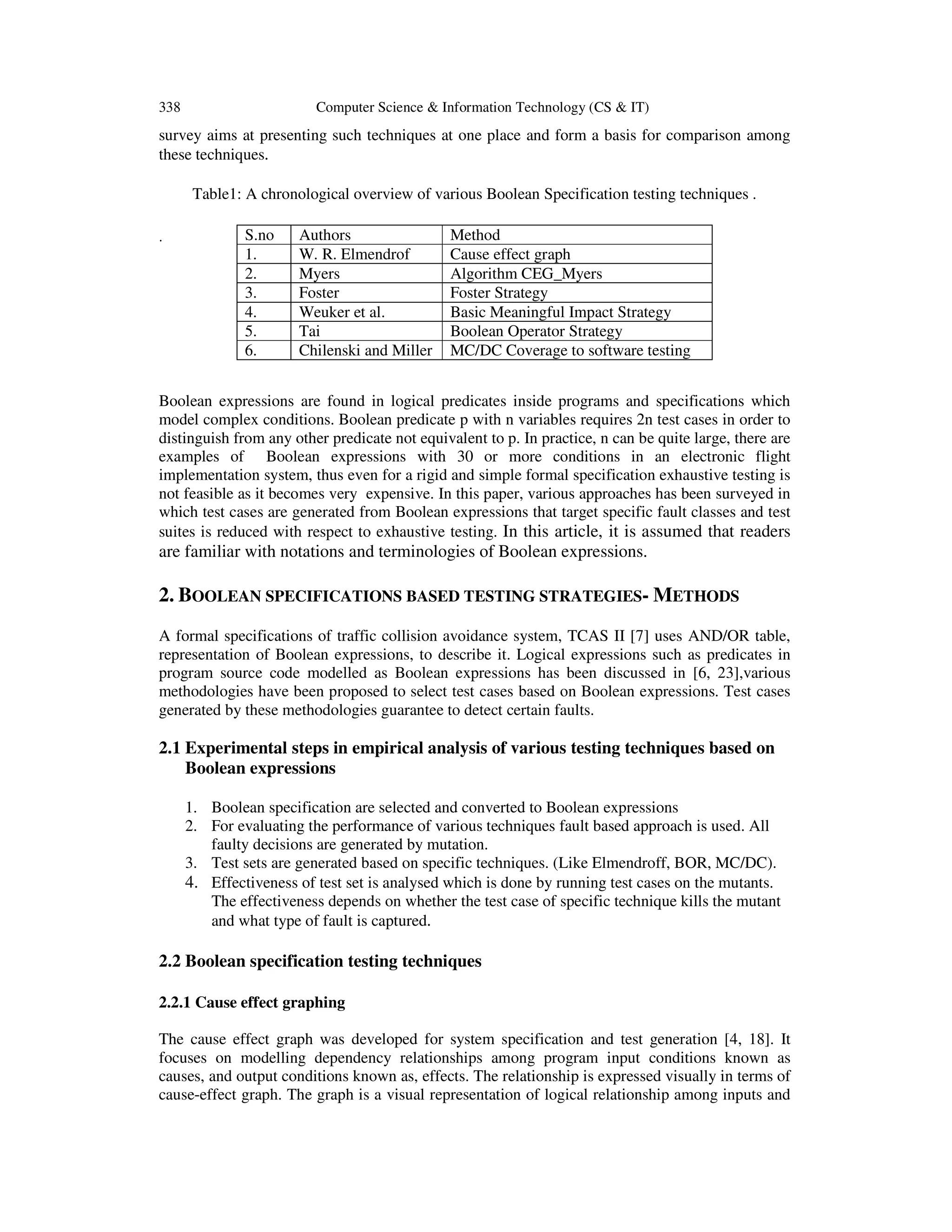 Boolean specification based testing techniques a survey pdf