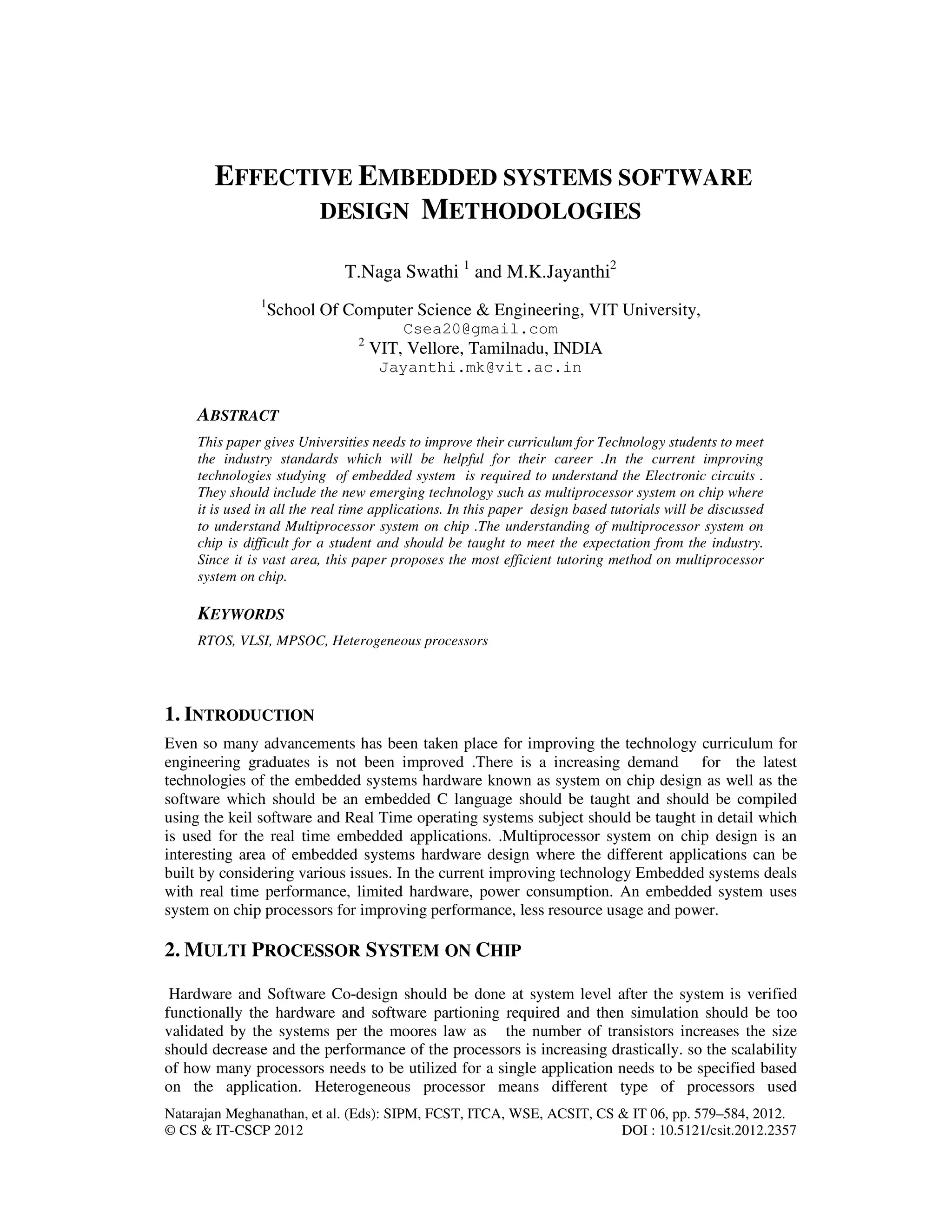 EFFECTIVE EMBEDDED SYSTEMS SOFTWARE DESIGN METHODOLOGIES PDF
