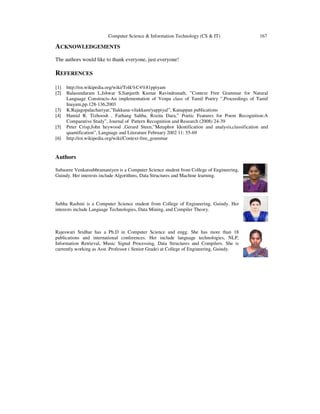 CLASSIFICATION OF TAMIL POETRY USING CONTEXT FREE GRAMMAR USING TAMIL ...