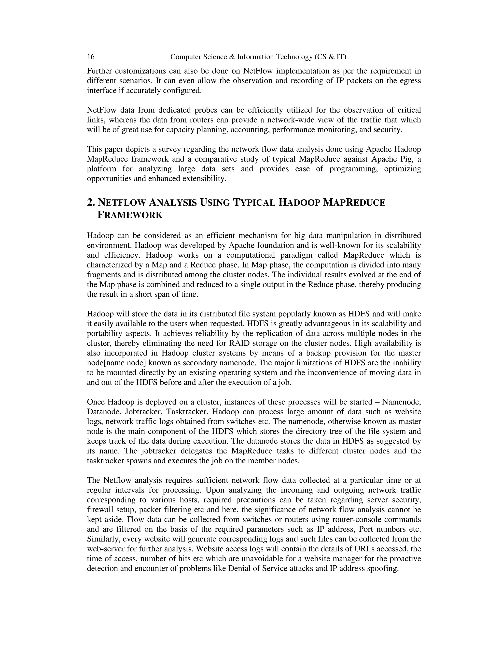 NETWORK TRAFFIC ANALYSIS: HADOOP PIG VS TYPICAL MAPREDUCE | PDF