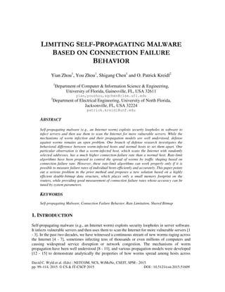 Limiting Self-Propagating Malware Based on Connection Failure Behavior ...