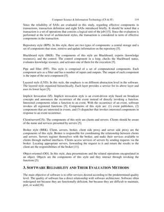 RELIABILITY EVALUATION OF SOFTWARE ARCHITECTURE STYLES | PDF