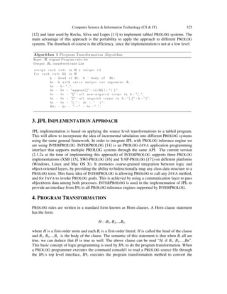 JPL : IMPLEMENTATION OF A PROLOG SYSTEM SUPPORTING INCREMENTAL ...