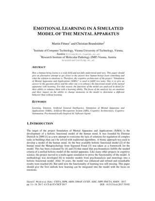 Emotional Learning in a Simulated Model of the Mental Apparatus | PDF