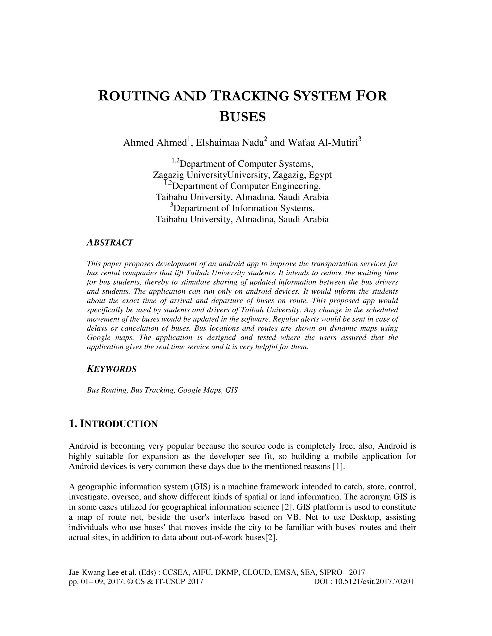 ROUTING AND TRACKING SYSTEM FOR BUSES | PDF