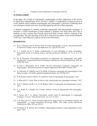 A SURVEY ON RECENT APPROACHES COMBINING CRYPTOGRAPHY AND STEGANOGRAPHY ...