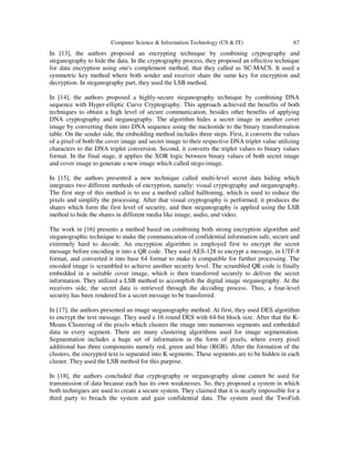 A SURVEY ON RECENT APPROACHES COMBINING CRYPTOGRAPHY AND STEGANOGRAPHY ...