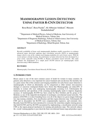 MAMMOGRAPHY LESION DETECTION USING FASTER R-CNN DETECTOR | PDF