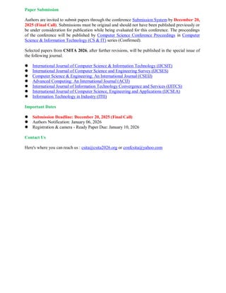 CFP : 12th International Conference on Computer Science, Information ...