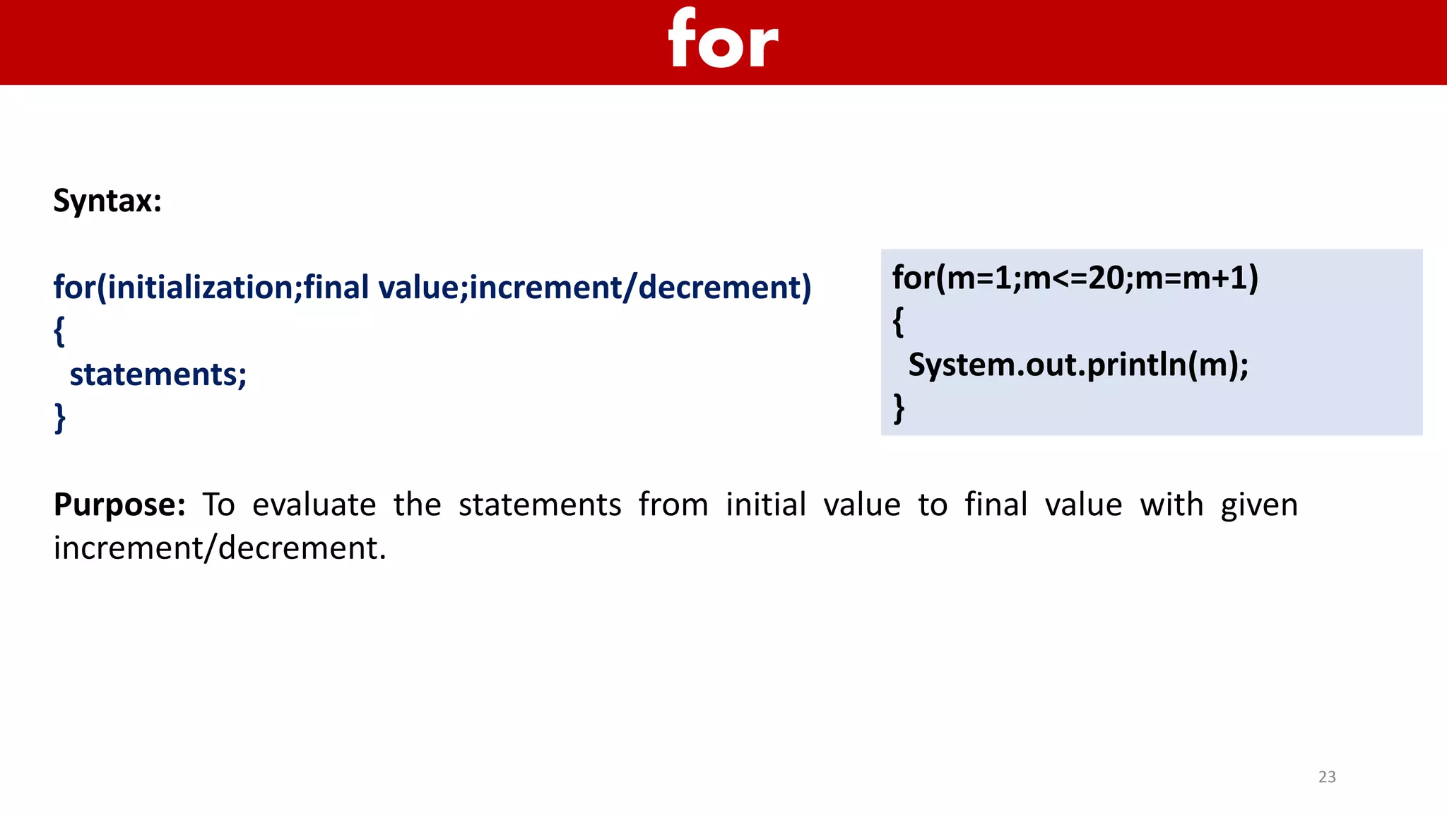 Control Statements in Java | PPTX | Programming Languages | Computing