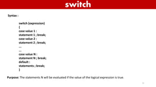Control Statements in Java | PPTX | Programming Languages | Computing